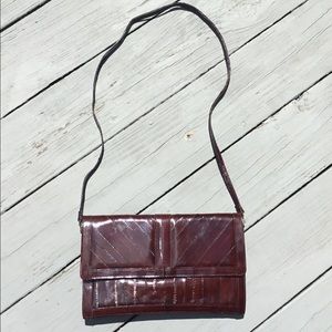 Eel Skin Leather Burgundy Purse